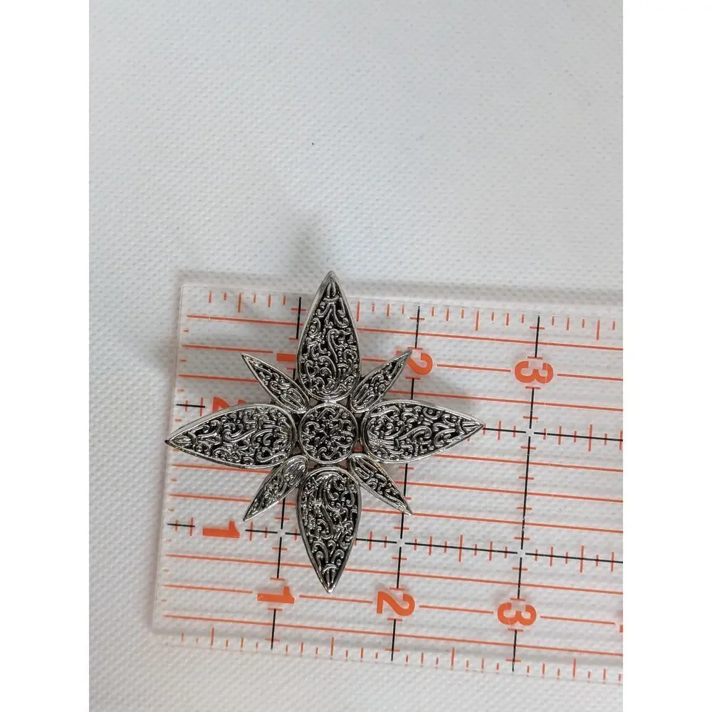 John Hardy Tie Clip Scarf Clip Hair Clip Signed JH Bali Silver Tone - Picture 5 of 5